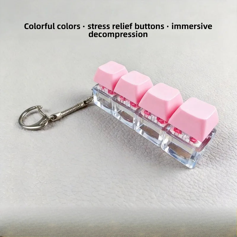 4-Key Mechanical Switch Tester Keychain – Pastel Fidget Toy Keyboard Switch Tester Babs