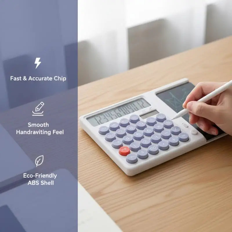 HUXUAN 2-in-1 Calculator & LCD Writing Pad – 12-Digit Screen Calculator with Writing Pad Babs