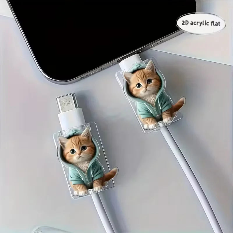 Cartoon Cat Cable Protectors – Type-C & Charger, 2pcs Cable Protector Babs