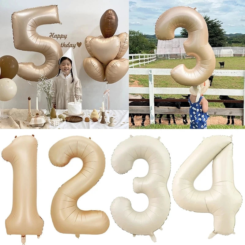 32/40" Cream Foil Number Balloons 1–9 | Party & Wedding Decor Foil Number Balloons Babs