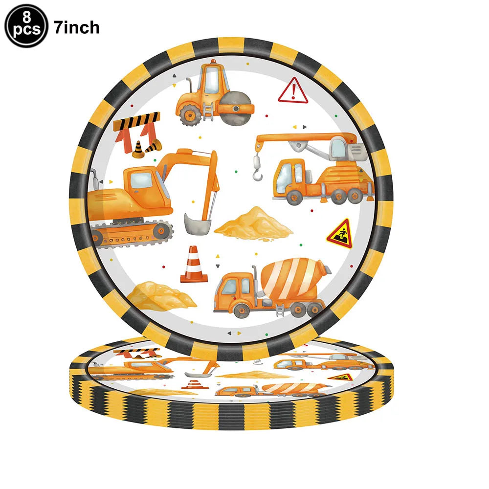 Construction Cake Toppers – Dump Truck & Excavator Party Decor