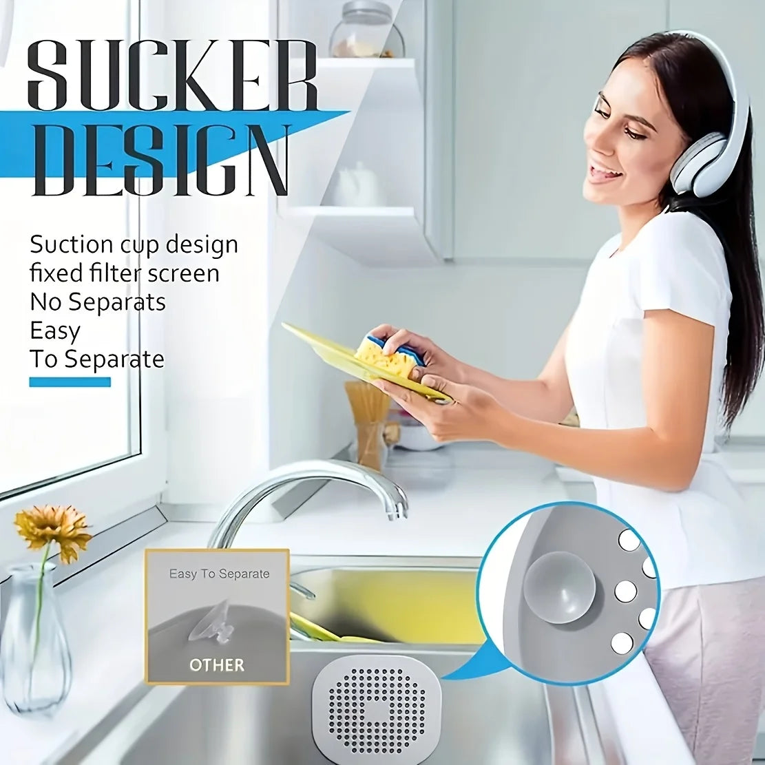 2-Pack Silicone Drain Hair Catcher - Anti-Clog Mesh Cover Drain Hair Catcher Babs