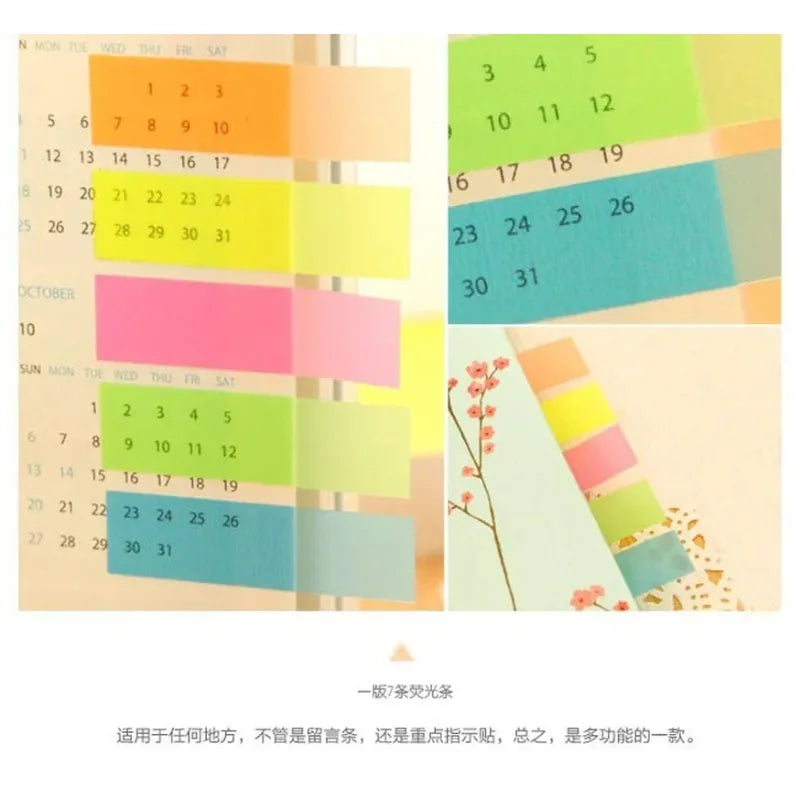 2-Pack Korean Fluorescent Sticky Notes Index Tabs for Scrapbooking Sticky Notes Set Babs