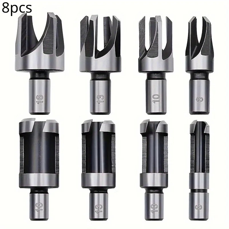 8-Pc Wood Hole Plug Cutter Set – High Carbon Steel Woodworking Wood Plug Cutter Set Babs 8pcs