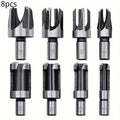 8-Pc Wood Hole Plug Cutter Set – High Carbon Steel Woodworking Wood Plug Cutter Set Babs 8pcs