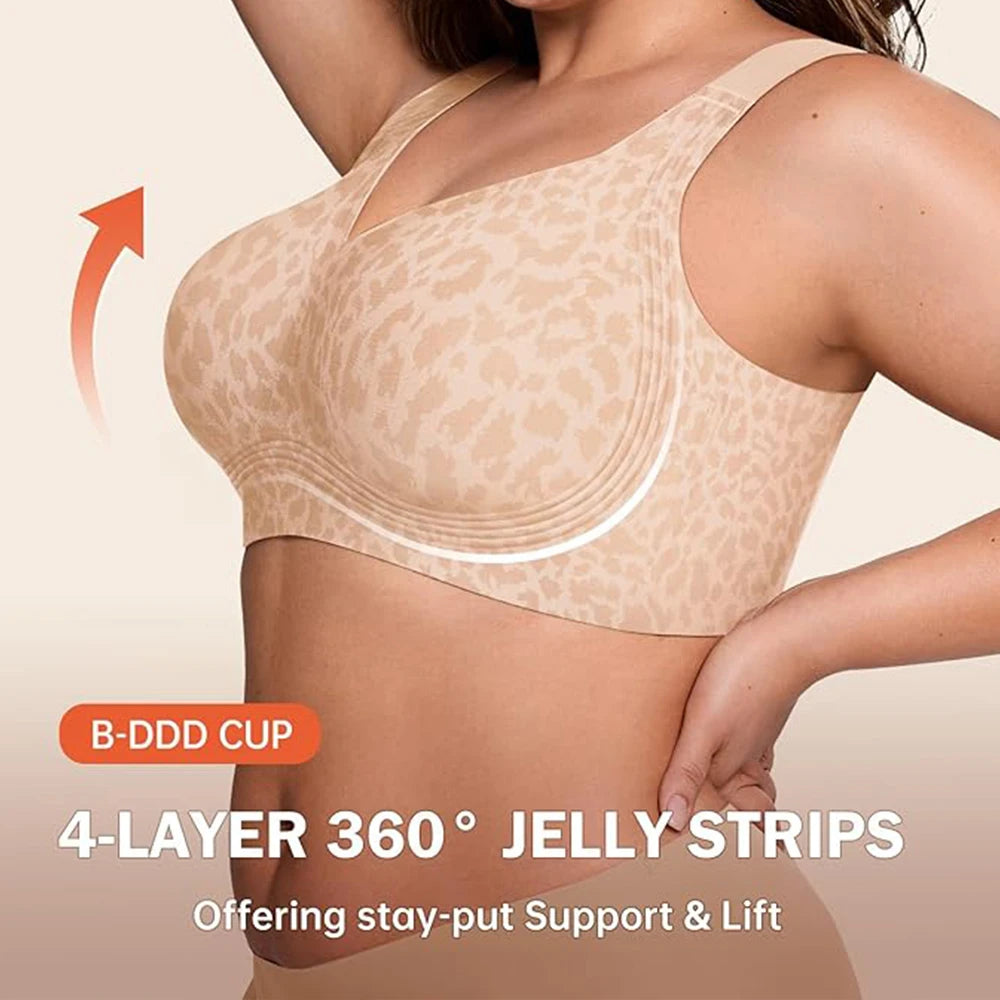 Leopard Wireless Push Up Bra Plus Size Full Coverage – Babs Wireless Push Up Bra Babs