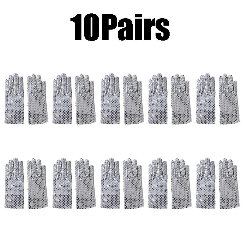 Sparkly Sequin Gloves for Dance, Party & Costume – Unisex Costume Sequin Gloves Babs 10Pairs