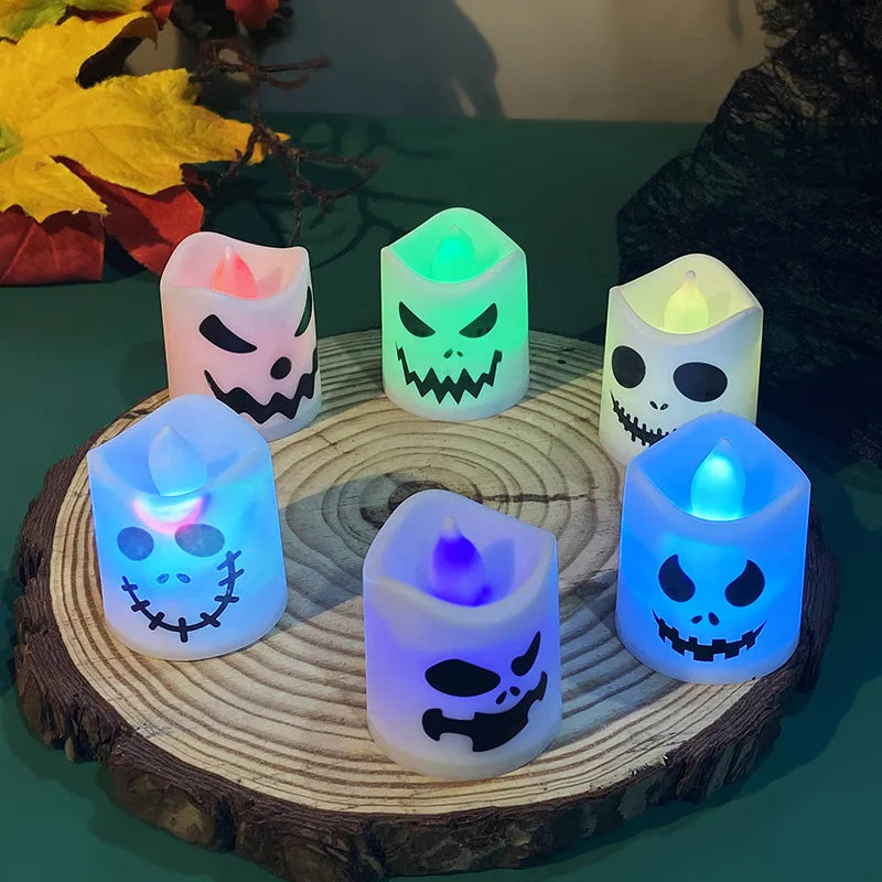 6-Pack Halloween LED Ghost Pumpkin Candle Lights – Party Decor Halloween LED Decor Babs