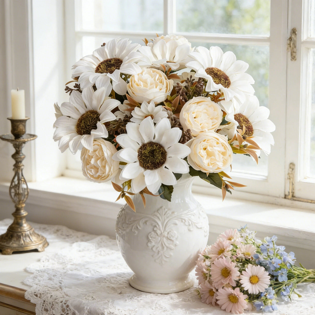 Artificial Silk Sunflower Bouquet for Wedding & Home Decor Artificial Flower Bouquet Babs