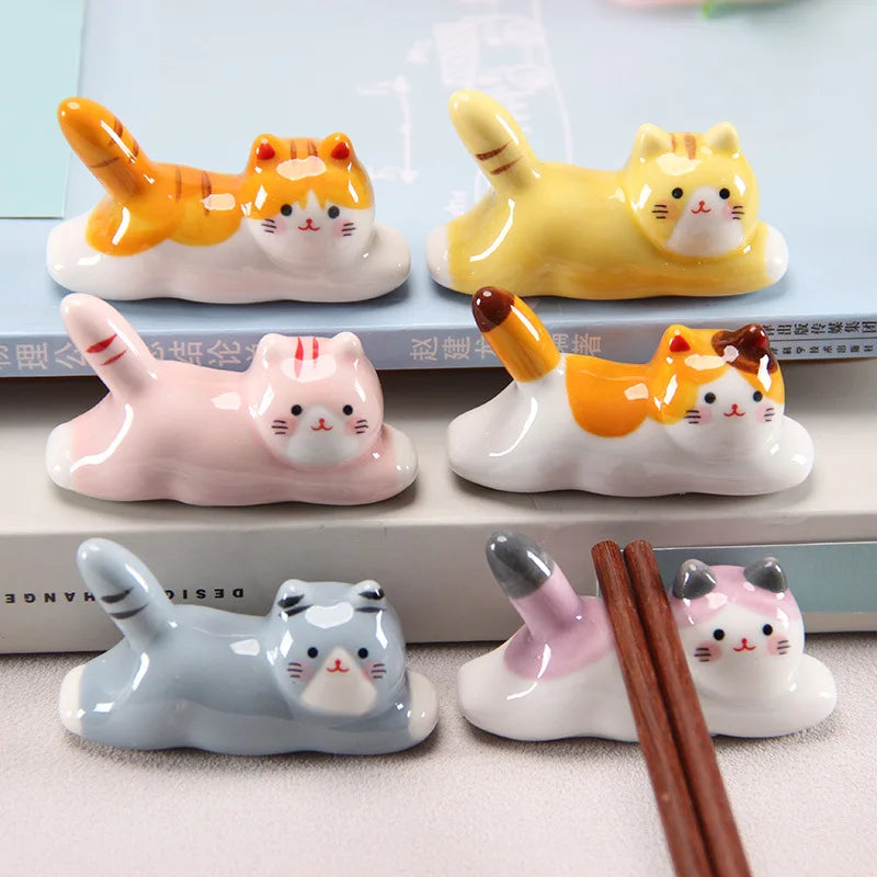 Japanese Ceramic Cat Chopstick Holder & Utensil Rest Chopstick Rest Babs