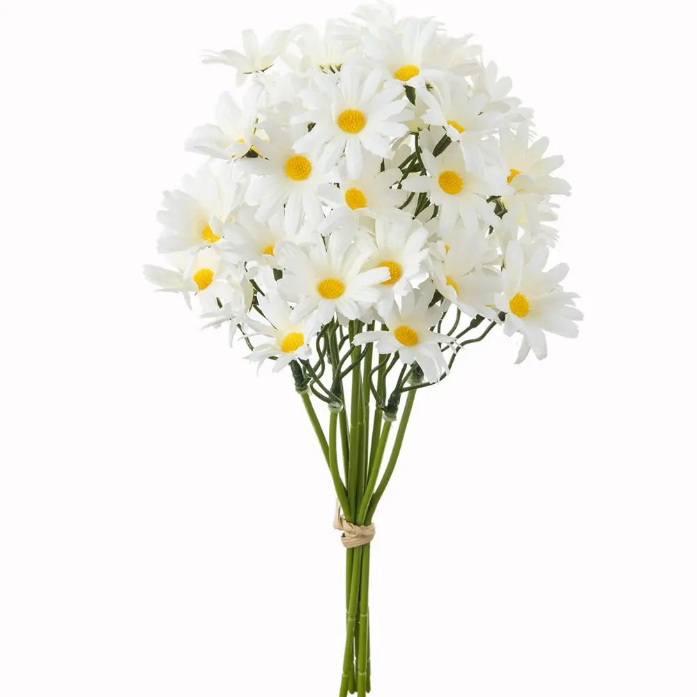 Silk Artificial Chrysanthemum Bouquet for Wedding & Home Decor Artificial Flower Bouquet Babs WHITE 2 pcs