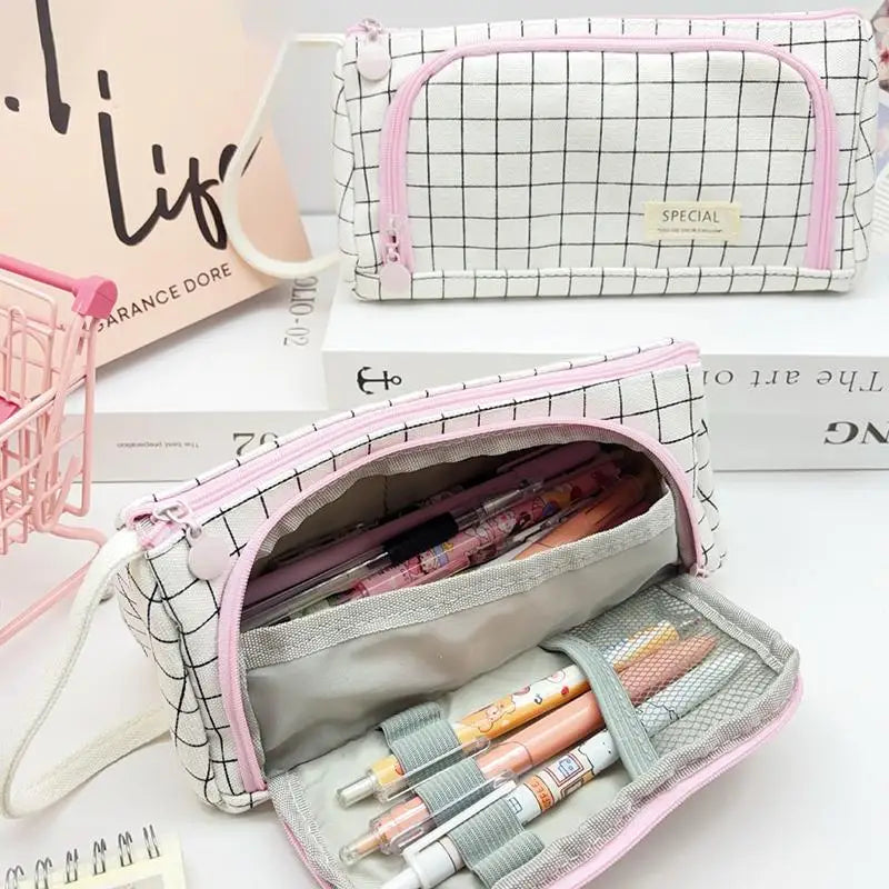 Kawaii Large Capacity Canvas Pencil Case – 3-in-1 Organizer Canvas Pencil Case Babs