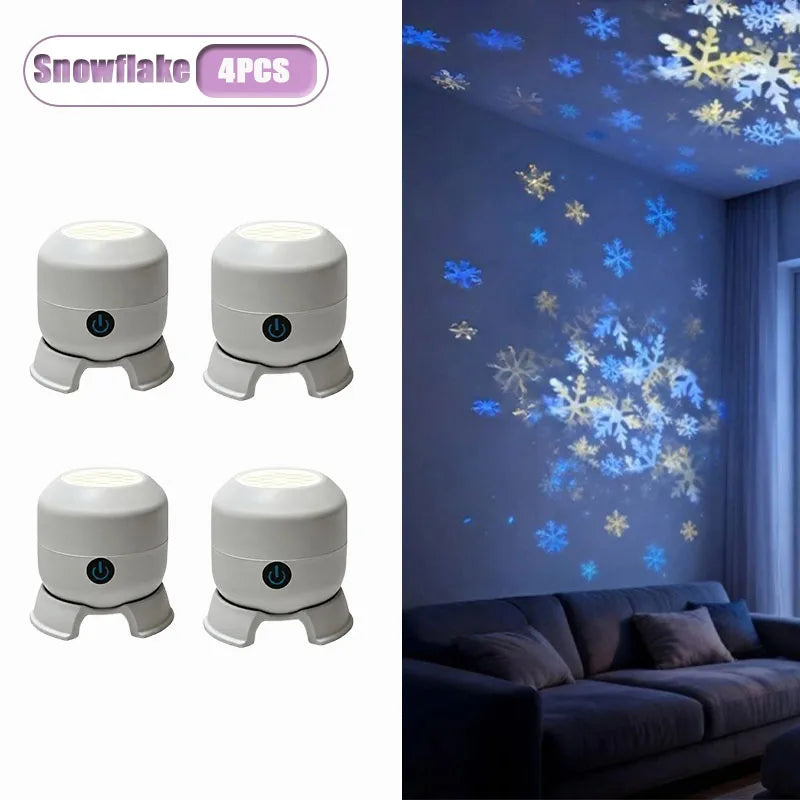 Starry Sky Projector Night Light | Rotating Galaxy Lamp Projector Night Light Babs Snowflake-4PCS