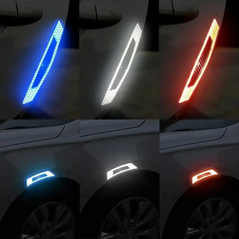 4pcs 5D Carbon Fiber Reflective Car Decals Warning Strip Set Car Decal Stickers Babs