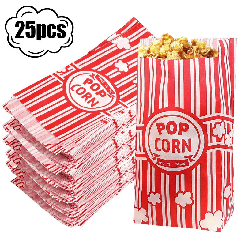 25Pcs Paper Popcorn Bags – Party Snack Treat Containers Party Treat Bags Babs