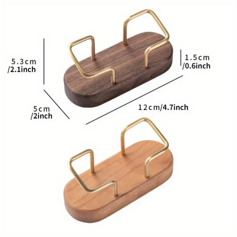 Solid Wood Oval Business Card Holder with Brass Stand Business Card Holder Babs