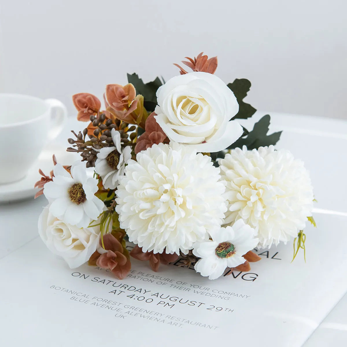 Silk Rose Artificial Bouquet – Wedding & Home Décor Flowers Artificial Flower Bouquet Babs color 1 1 pc