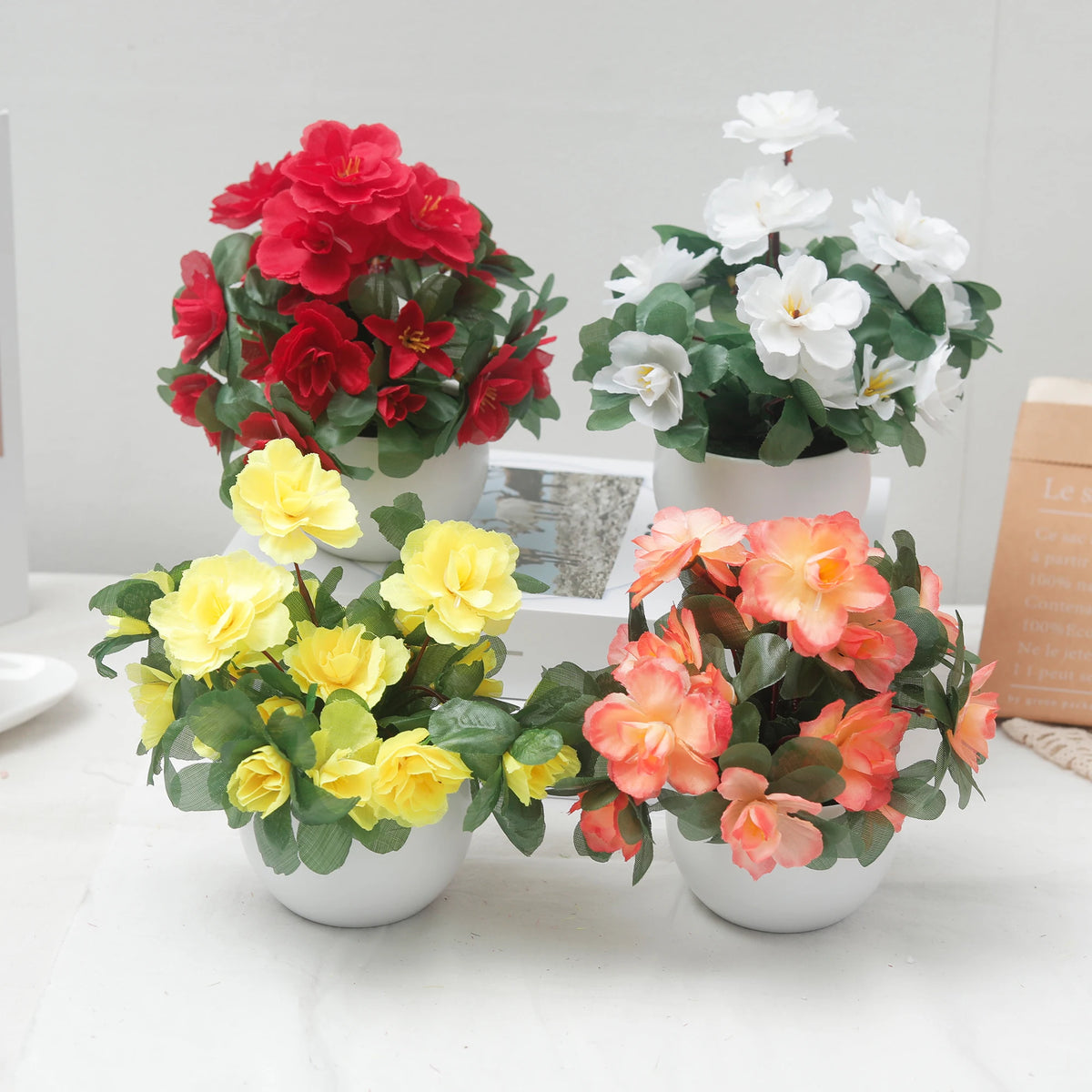 Azalea Potted Artificial Flower Bonsai — Home & Wedding Decor Artificial Flower Bonsai Babs