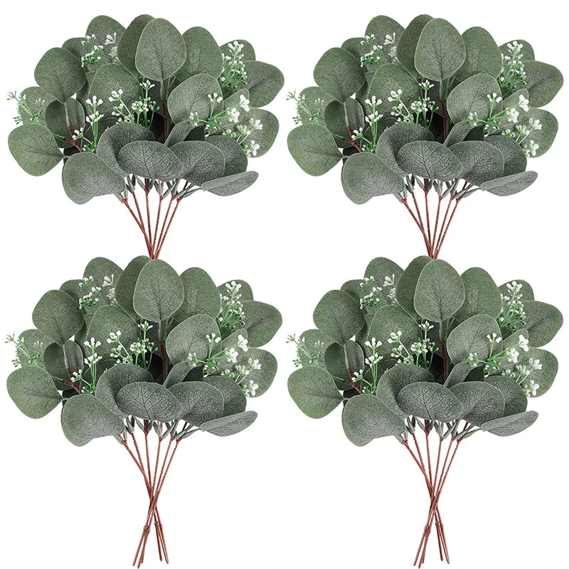 Artificial Eucalyptus Leaf Stems | Silver Dollar Picks 5/10/20pc Artificial Leaf Picks Babs D 10Pcs