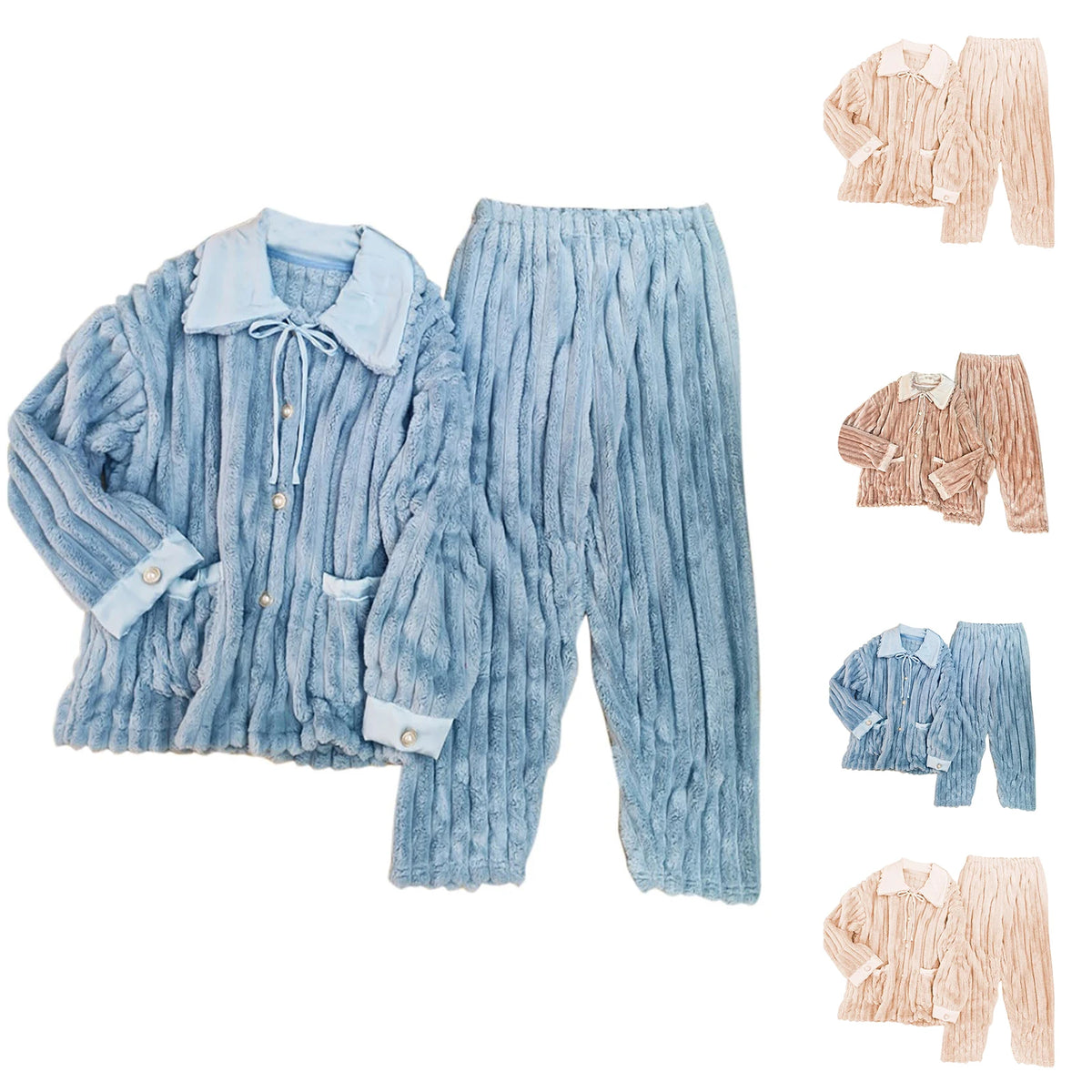 Plus Size Couple Fleece Pajamas Set – Cozy Winter Homewear Couple Pajama Set Babs