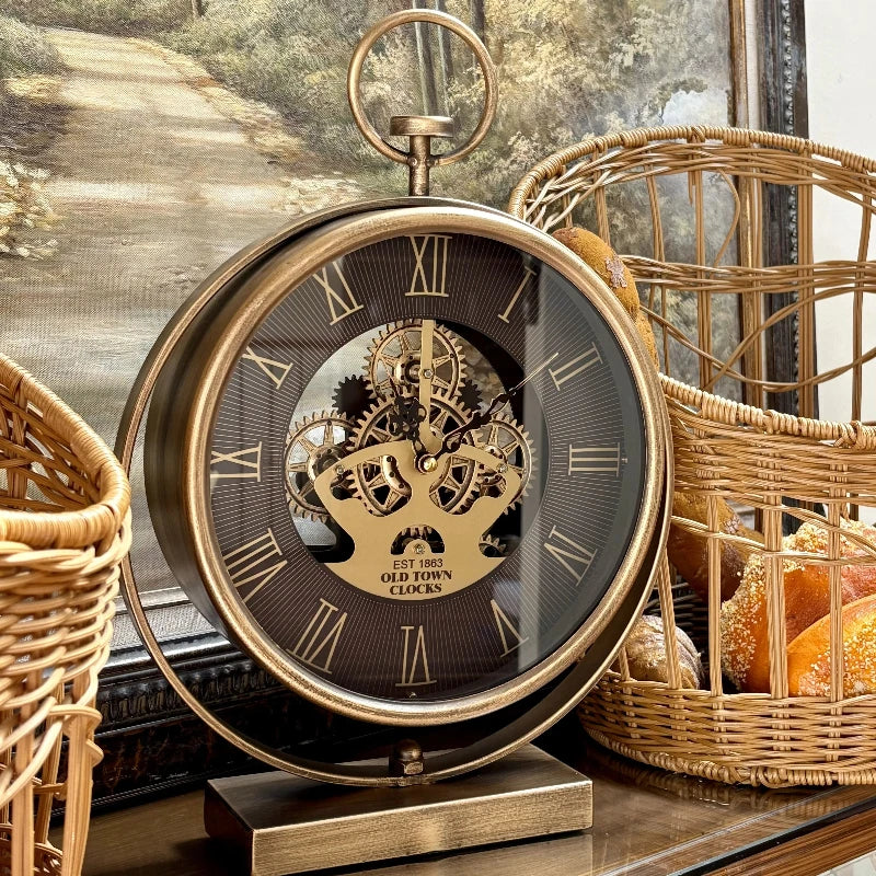 Retro Metal Table Clock – Silent Quartz Luxury Desk Decor Decorative Table Clock Babs