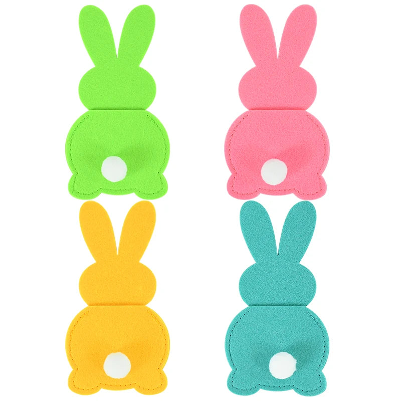 4pcs Easter Felt Rabbit Cutlery Holder Bags | Party Tableware Cutlery Holder Bags Babs Mix