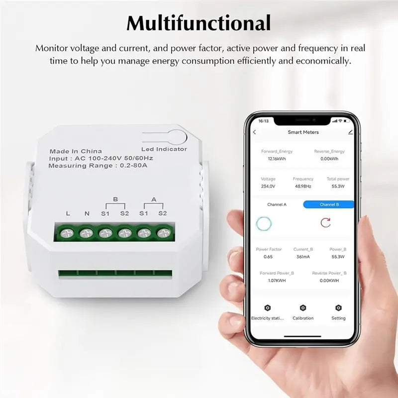 WiFi Power Meter 80A – Smart Electricity Monitor, Tuya App WiFi Energy Monitor Babs