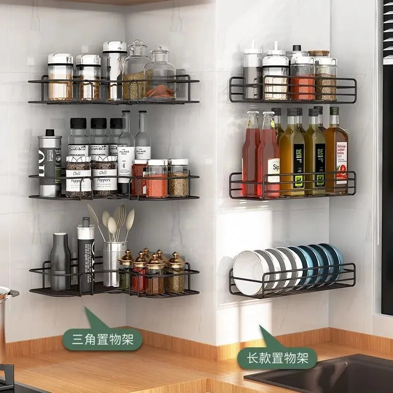No-Drill Wall Mounted Iron Mesh Bathroom Storage Rack Wall Storage Rack Babs