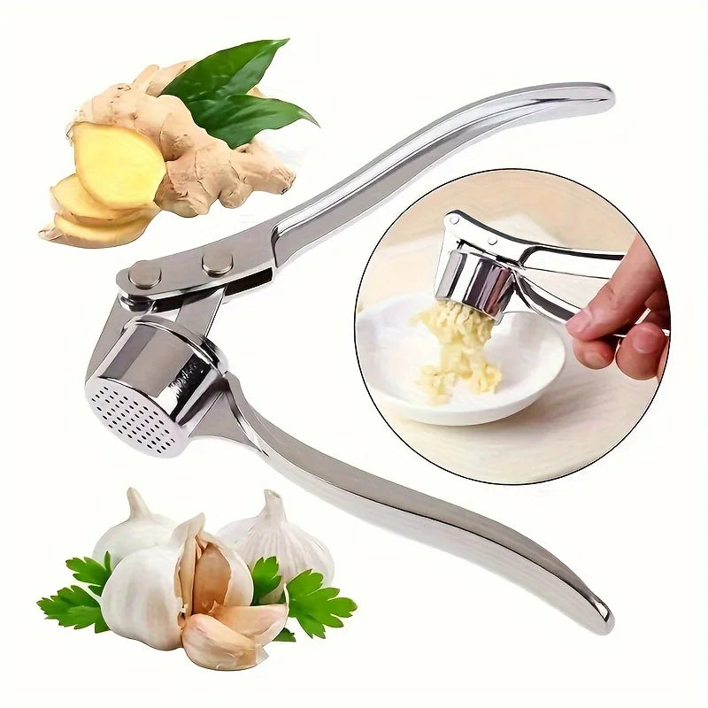 Metal Garlic & Ginger Press – Manual Handheld Crusher Garlic Press Babs