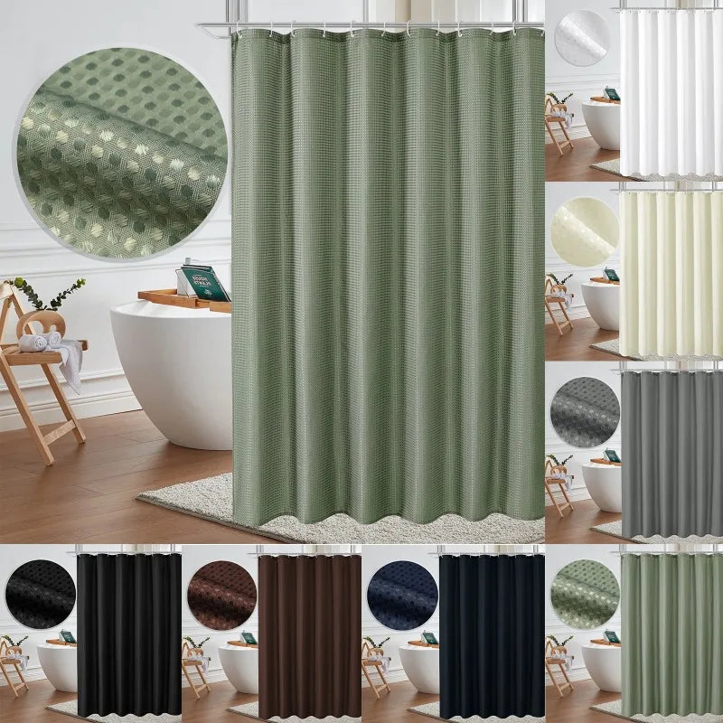 Waffle Polyester Shower Curtain – Waterproof & Mildew Resistant Shower Curtain Babs