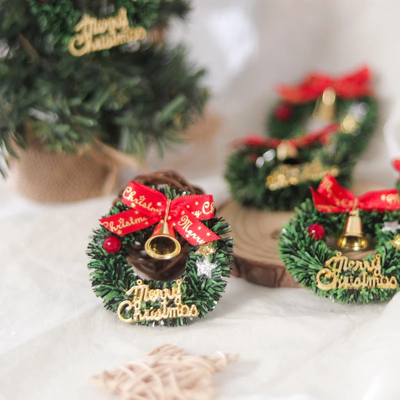 10PCS Mini Christmas Bell Pinecone Wreath Hanging Ornaments Christmas Ornaments Babs