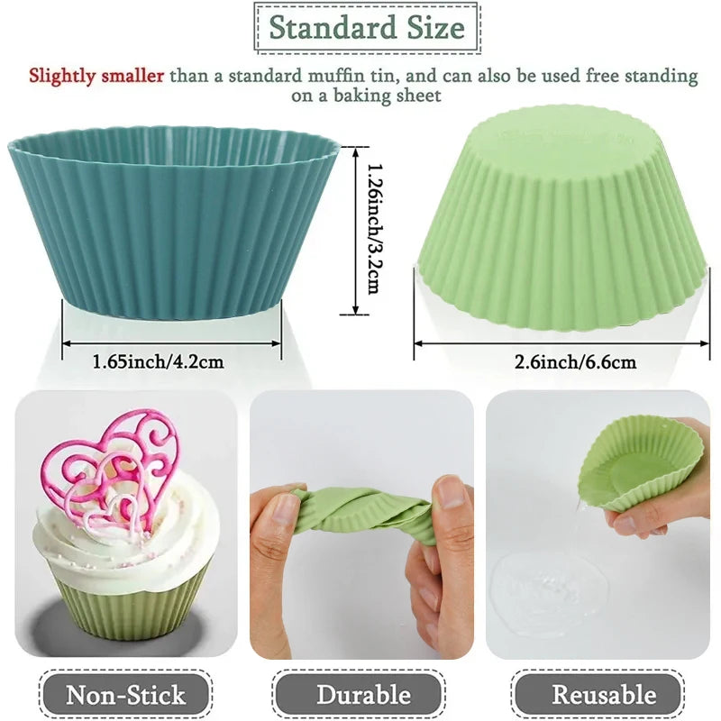 12-Piece Silicone Muffin Cupcake Liners – Reusable Baking Molds Silicone Baking Molds Babs