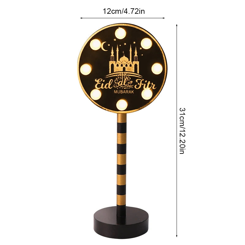 Ramadan Moon Star LED Wooden Lamp – Eid Mubarak Table Décor LED Table Lamp Babs D