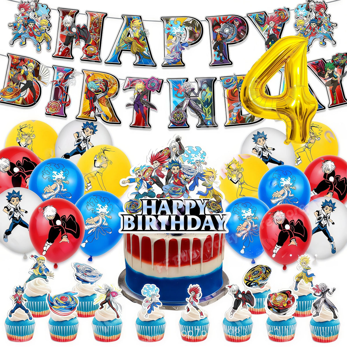 Beyblade & Bakugan Birthday Balloons Banner Party Decorations Party Decorations Set Babs 1set Number4