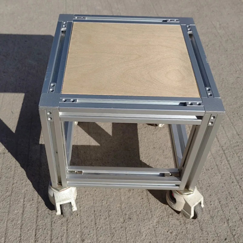Modern Low Stool with Wheels – Aluminum, 27x27x29cm Low Stool Ottoman Babs
