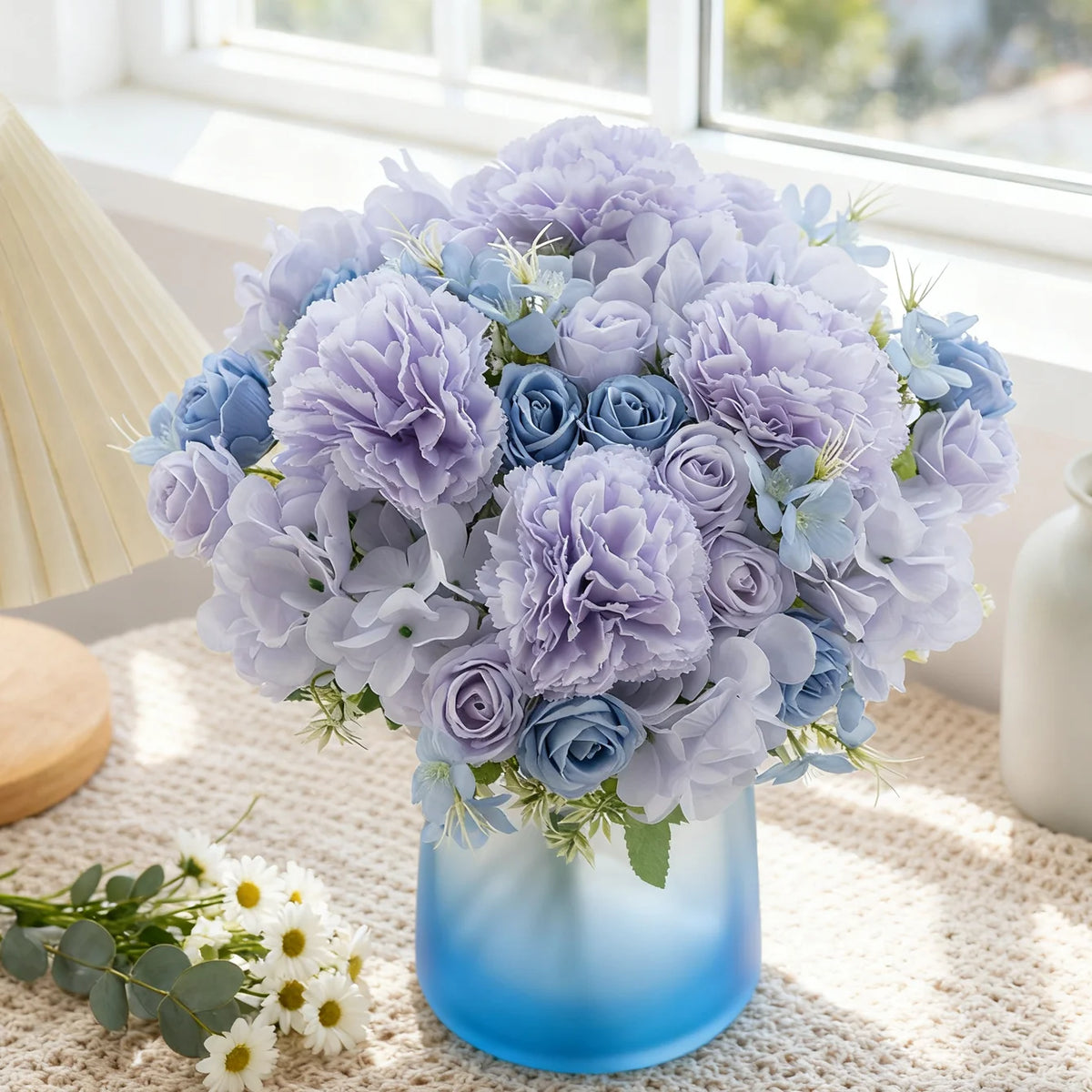 Silk Artificial Carnation Rose Bouquet – Wedding & Home Décor Artificial Flower Bouquet Babs