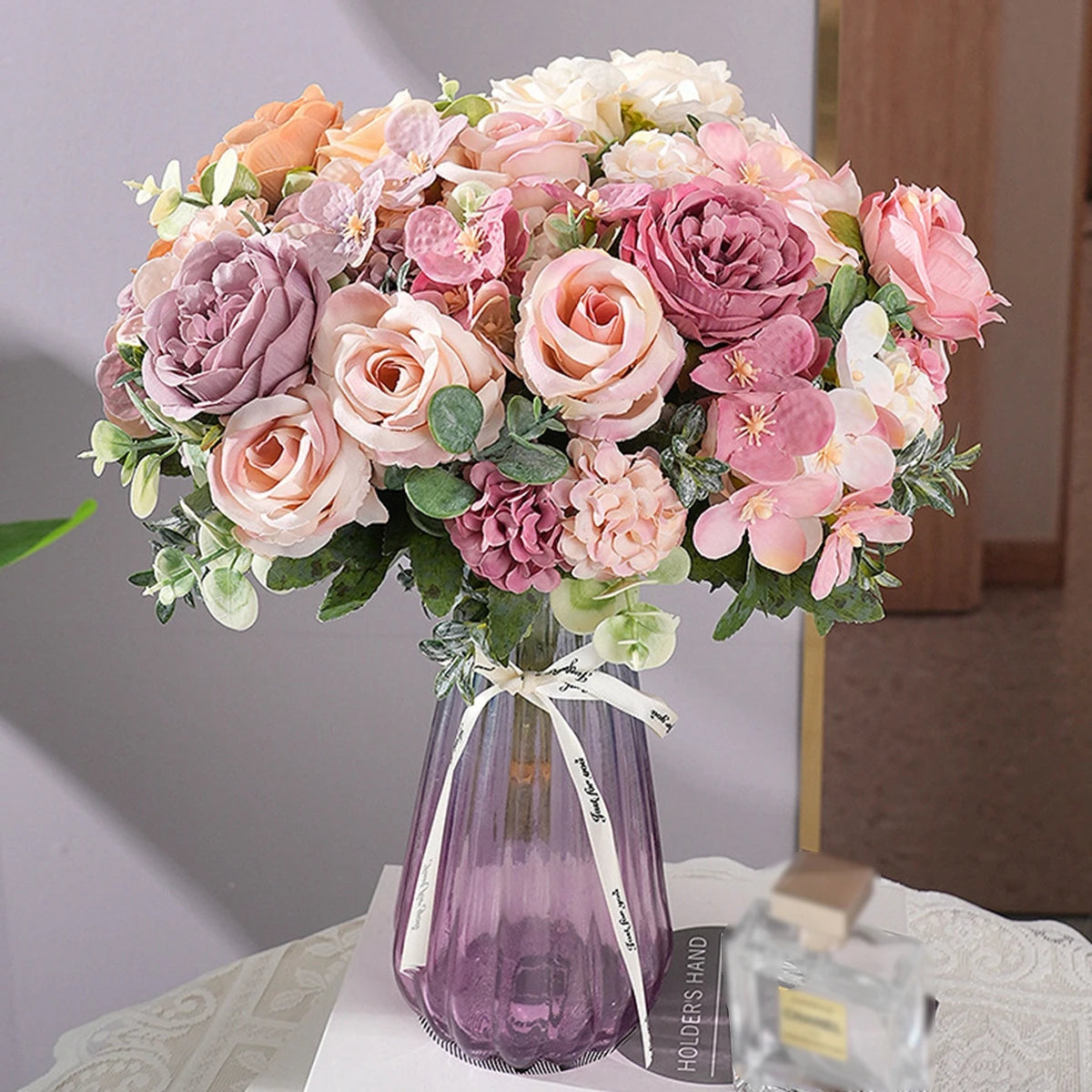 Silk Artificial Rose Peony Hydrangea Flower Spray | DIY Décor Artificial Flower Spray Babs