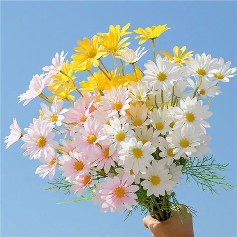 Silk Daisy Artificial Bouquets 5/10 Pcs – Wedding & Home Décor Artificial Flower Bouquet Babs