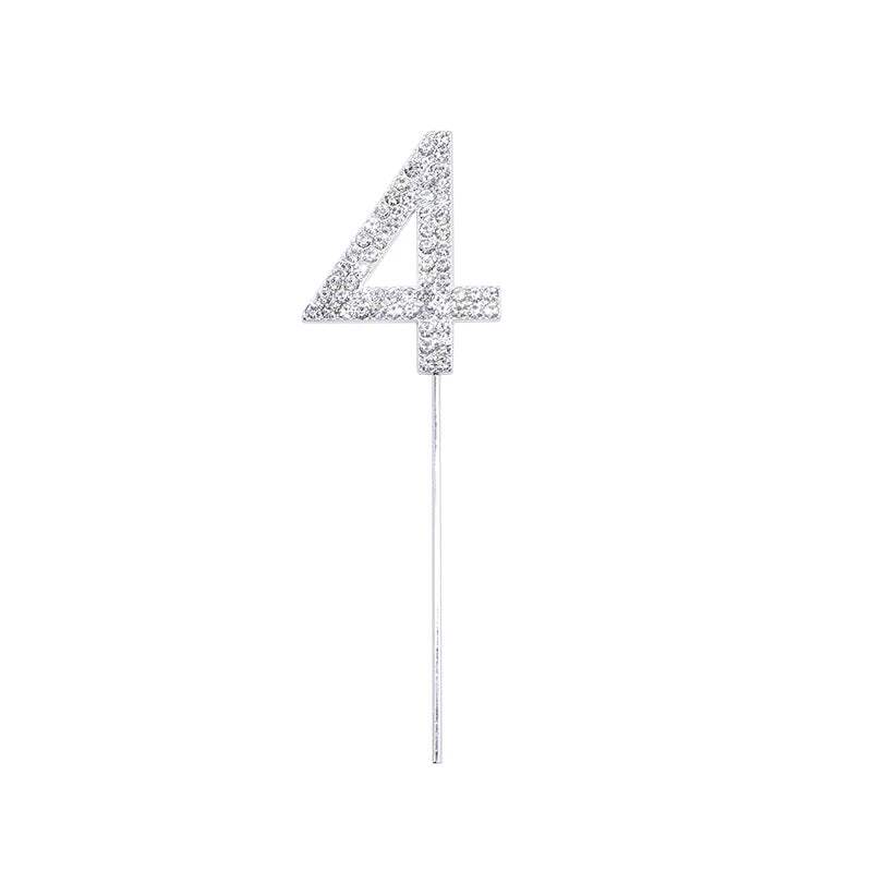 Glitter Rhinestone Number Cake Topper – Gold & Silver Decor Cake Topper Babs silver 4
