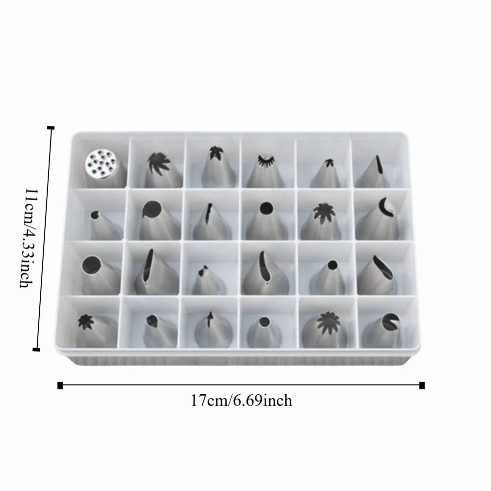 24-Piece Stainless Steel Cake Decorating Piping Nozzles Set Cake Piping Nozzle Set Babs