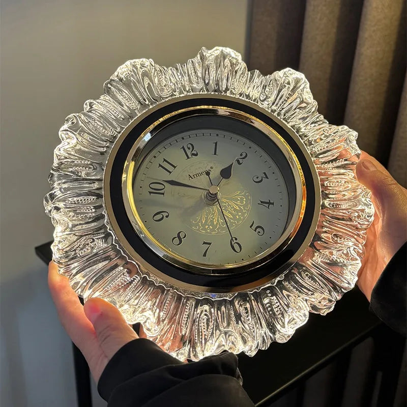 Retro Luxury Desk Clock with Backlight – Silent Quartz Table Clock Decorative Desk Clock Babs
