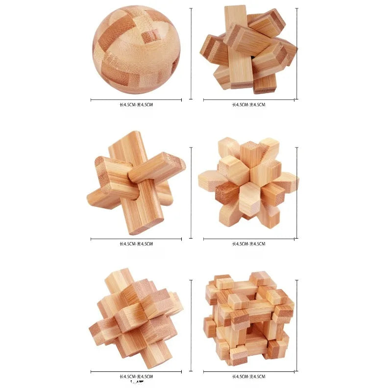 Bamboo Kongming Lock 3D Interlocking Puzzle Brain Teaser Toy 3D Interlocking Puzzle Babs