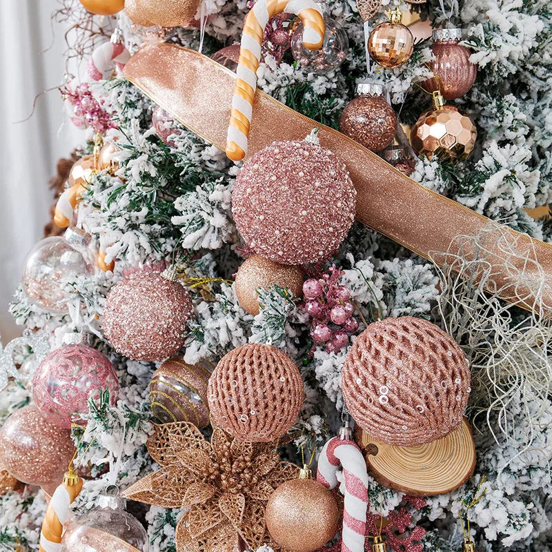12Pcs 8cm Glitter Christmas Ball Ornaments White & Red Christmas Ball Ornaments Babs