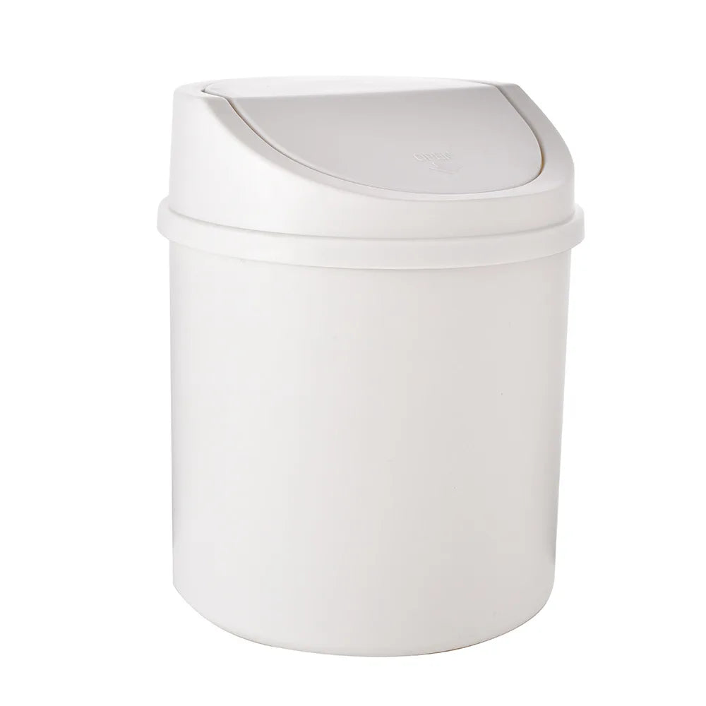 Mini Desktop Trash Can with Lid – Compact Tabletop Waste Bin Desktop Trash Can Babs WHITE
