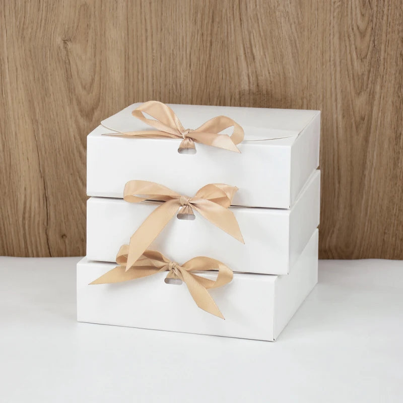 3-Pack White Gift Boxes with Lids & Ribbons – Party & Wedding Gift Packaging Boxes Babs