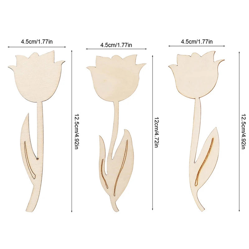 12Pcs Unfinished Wooden Tulip Ornaments – DIY Easter Crafts DIY Wood Craft Kit Babs Mix