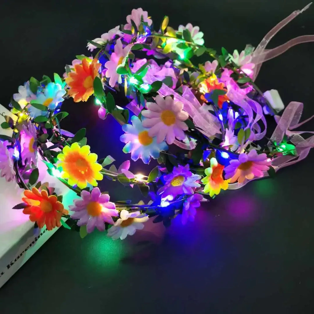 10pcs LED Glow Flower Headbands for Parties, Weddings & Cosplay LED Flower Headband Babs Default Title