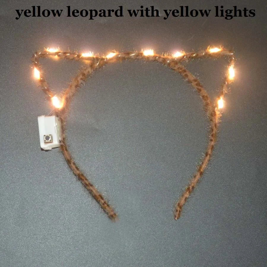 LED Flashing Cat & Fox Ears Headband – Glowing Party Hair Hoop