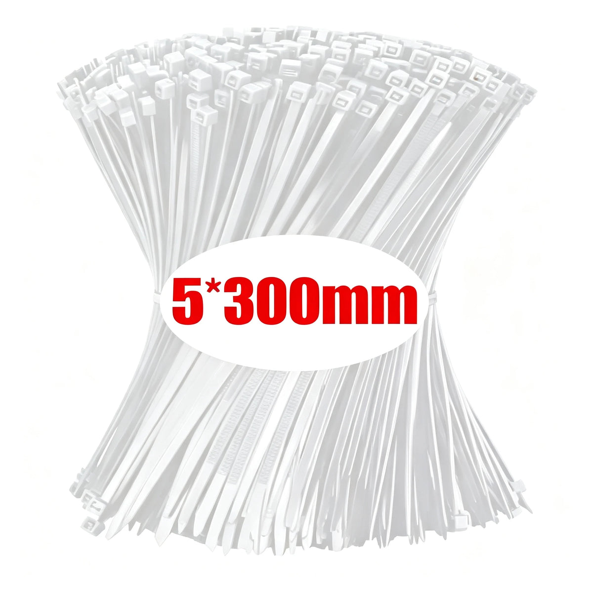500Pcs Nylon Self-Locking Zip Cable Ties – Home & Office Nylon Cable Ties Babs White-5x300mm 500pcs