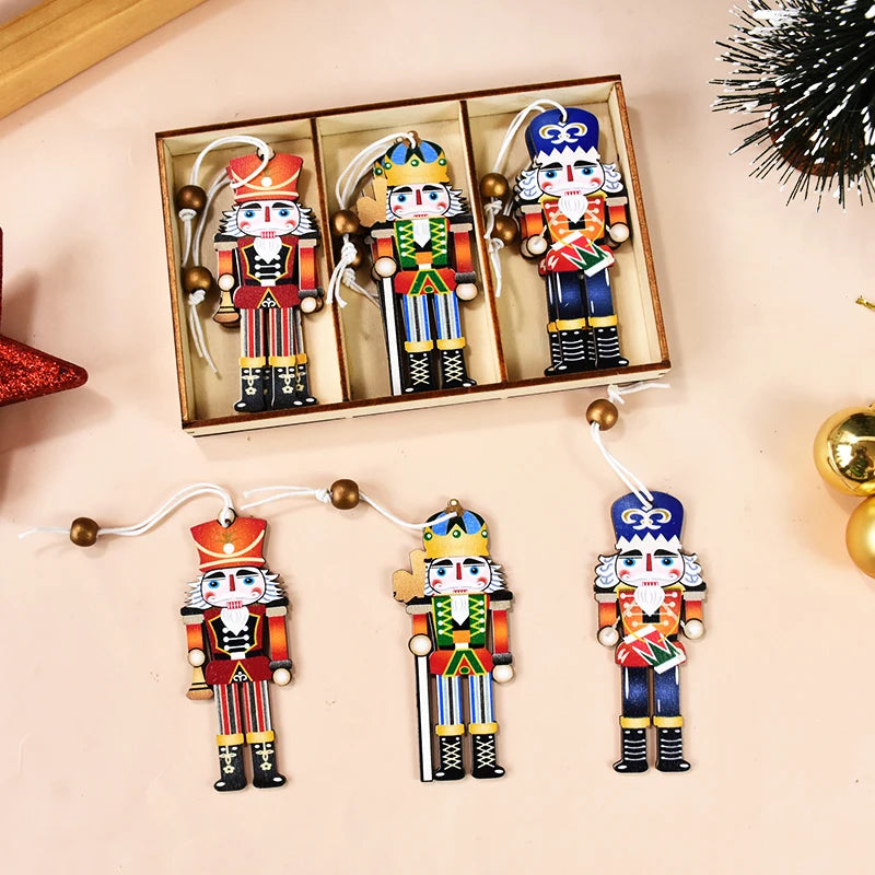 9Pcs Wooden Nutcracker Soldier Christmas Tree Ornaments Set Christmas Tree Ornaments Babs